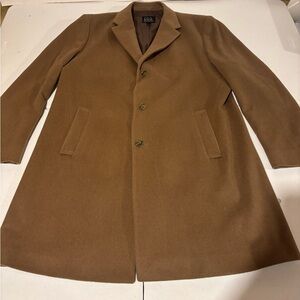 Jos A Bank Men’s Size 46R Wool Blend Tan Topcoat Overcoat Business Casual